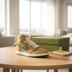 Gucci High Top Beige Green Sneakers