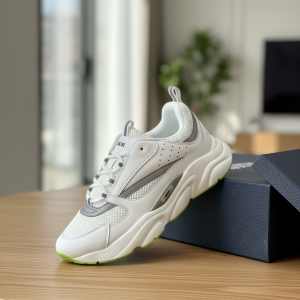 Dior White Chunky Sneakers Mesh Leather Shoes