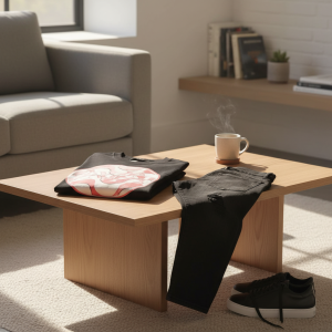 Amiri Wave Logo Print Cotton T-Shirt Black White