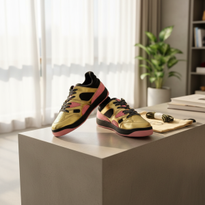 Gucci Gold Pink Casual Sneakers for Women