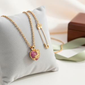 Chrome Hearts Gold Purple Heart Pendant Necklace