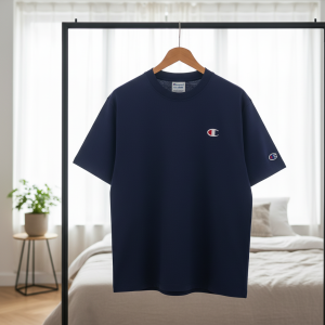 Champion Classic Embroidered Logo Navy Cotton T-Shirt
