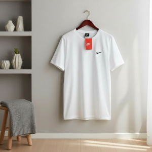Nike Men's White Cotton Classic Logo T-Shirt