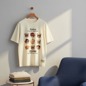 LEEDPRRE Bear Graphic Casual Cotton T-Shirt