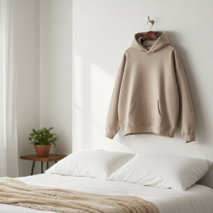 Beige Oversized Pullover Hooded Sweatshirt