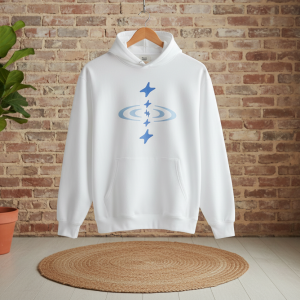 Broken Planet White Blue Graphic Hoodie