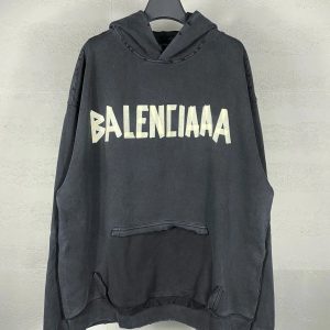 Balenciaga Oversized Black Hoodie Men Women Pullover