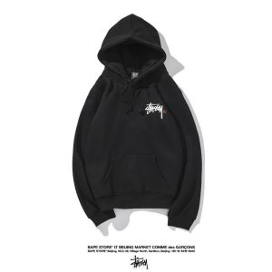 Stussy Black Logo Pullover Hoodie Sweater