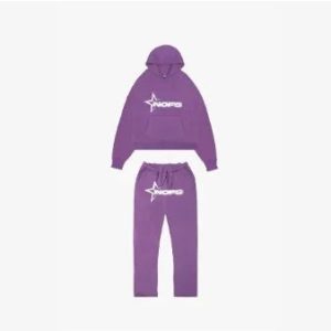 Purple Star Print Hoodie Sweatpants Set