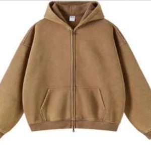 Unisex Brown Oversized Zip Up Hoodie Sweater