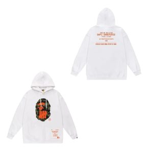 BAPE Undefeated White Camo Logo Hoodie Sweater
