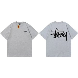 Stussy Classic Logo Gray Streetwear T-Shirt
