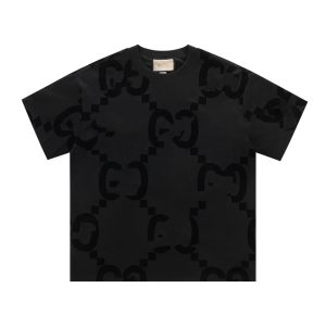 Gucci Black Cotton Logo Print Casual T-Shirt