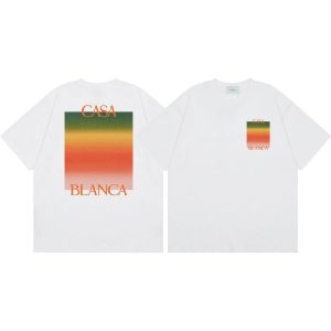 Casablanca Gradient Print White Cotton T-Shirt