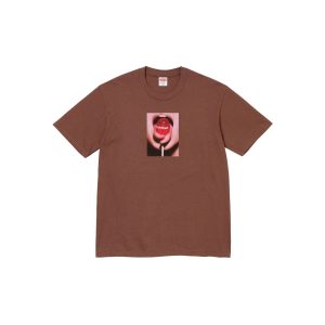 Supreme Brown Lollipop Graphic Print Cotton T-Shirt