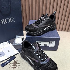Dior Black Mesh Leather Casual Sneakers