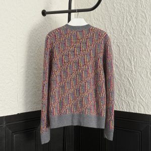 Dior Gray Knit Logo Pattern Sweater Pullover Top