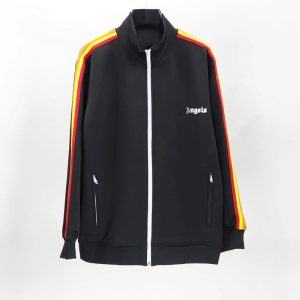 Palm Angels Black Striped Track Jacket Zip Up