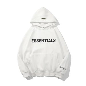 Fear of God Essentials White Pullover Hoodie Sweatshirt