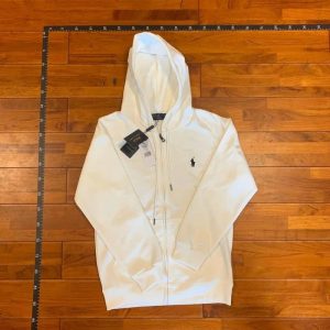 Ralph Lauren White Full Zip Hoodie Sweater