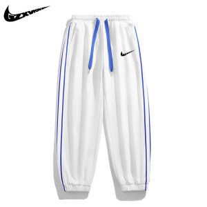 Nike White Blue Stripe Sports Pants