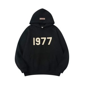 Essentials 1977 Black Pullover Hoodie Sweatshirt