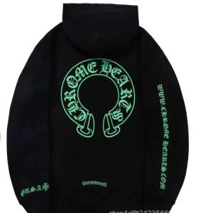 Chrome Hearts Black Graphic Pullover Hoodie Green Logo