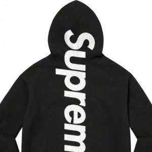 Supreme Black Vertical Logo Hoodie Sweater
