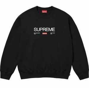 Supreme Black Logo Crewneck Sweatshirt Mens Pullover Top