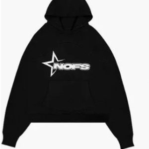 NOFS Black Pullover Hoodie Star Logo Sweatshirt