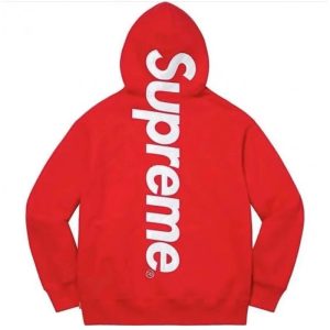 Supreme Red Vertical Logo Pullover Hoodie Sweater