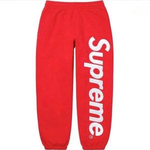 Supreme Red Logo Sweatpants Casual Jogger Pants