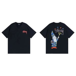 Stussy Wizard Graphic Print Black Cotton T-Shirt