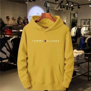Tommy Hilfiger Yellow Logo Hoodie Pullover Sweater Men