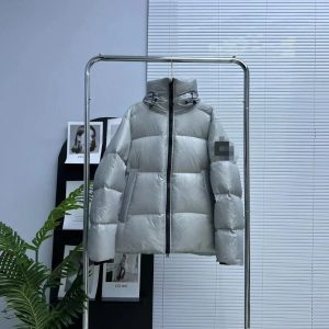 Moncler Silver Hooded Down Puffer Jacket