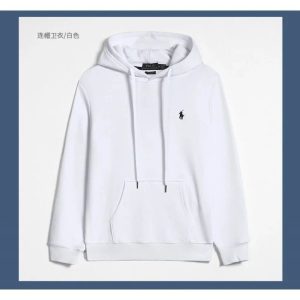 Ralph Lauren White Pullover Hoodie Sweatshirt Mens Casual