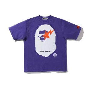 Bape Purple Graphic Ape Head Logo T-Shirt