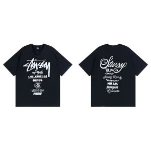 Stussy Cities Logo Black Graphic T-Shirt Short Sleeve