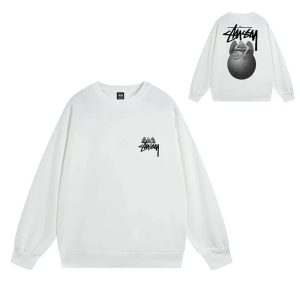 Stussy White Graphic Crewneck Sweatshirt Sweater for Men