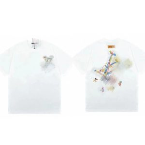 Louis Vuitton White Watercolor Logo Graphic T-Shirt