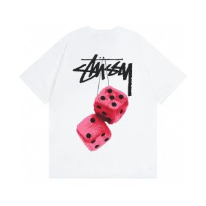 Stussy Dice Graphic Print White T-Shirt for Men