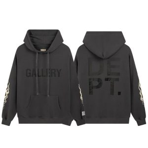 Gallery Dept Black Flame Sleeve Logo Hoodie