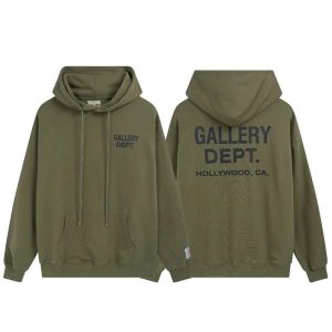Gallery Dept Olive Green Logo Pullover Hoodie