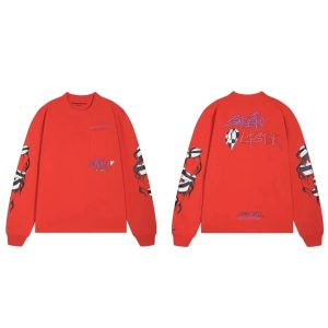 Chrome Hearts Red Graphic Long Sleeve Sweater