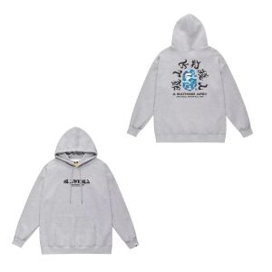 A Bathing Ape Grey Graphic Pullover Hoodie