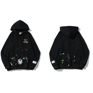 Gallery Dept Paint Splatter Black Hoodie Sweater