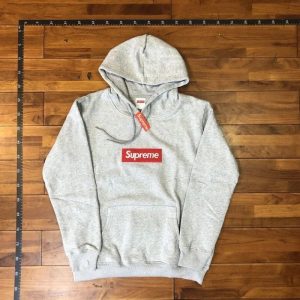 Supreme Box Logo Gray Pullover Hoodie Sweatshirt