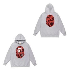 A Bathing Ape Grey Camo Ape Head Hoodie