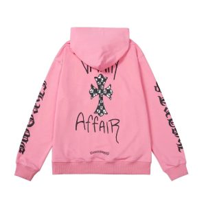 Chrome Hearts Pink Cross Logo Graphic Hoodie