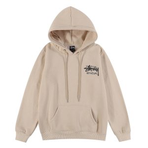 Stussy International Logo Beige Pullover Hoodie Sweater